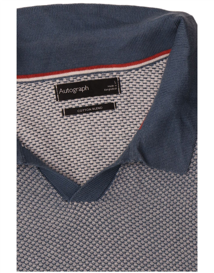 Marks & Spencer Męski sweter polo z autografem, duży, niebieski