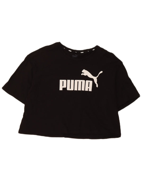 Damska koszulka Puma Crop Graphic Top UK 16, duża, czarna bawełna