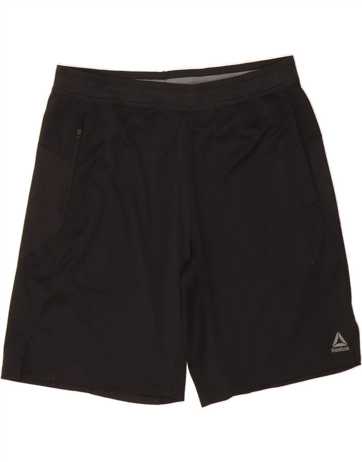 REEBOK Mens Sport Shorts Medium Black Polyester Vintage Reebok and Second-Hand Reebok from Messina Hembry 