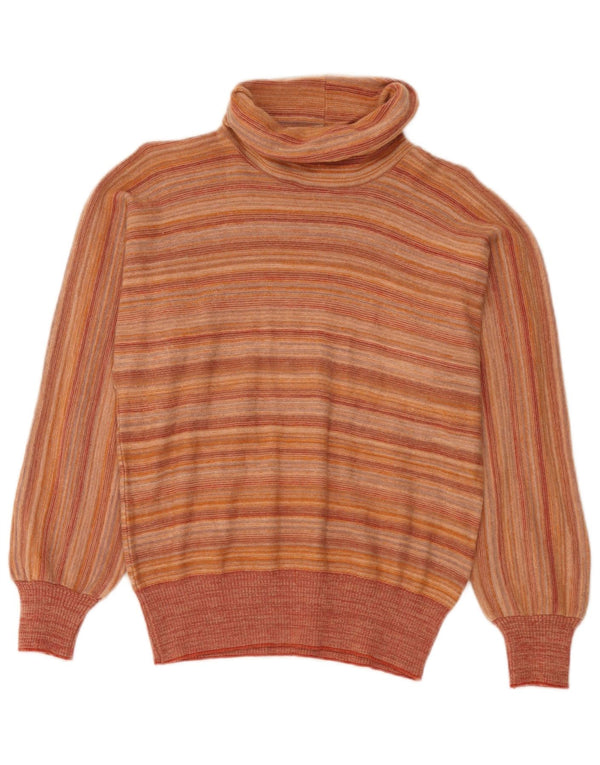 Vintage damski sweter z golfem IT 44 w średnie pomarańczowe paski