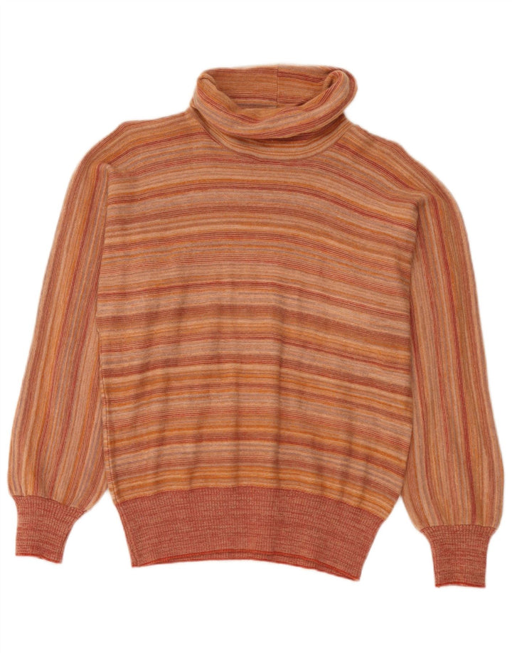 Vintage damski sweter z golfem IT 44 w średnie pomarańczowe paski