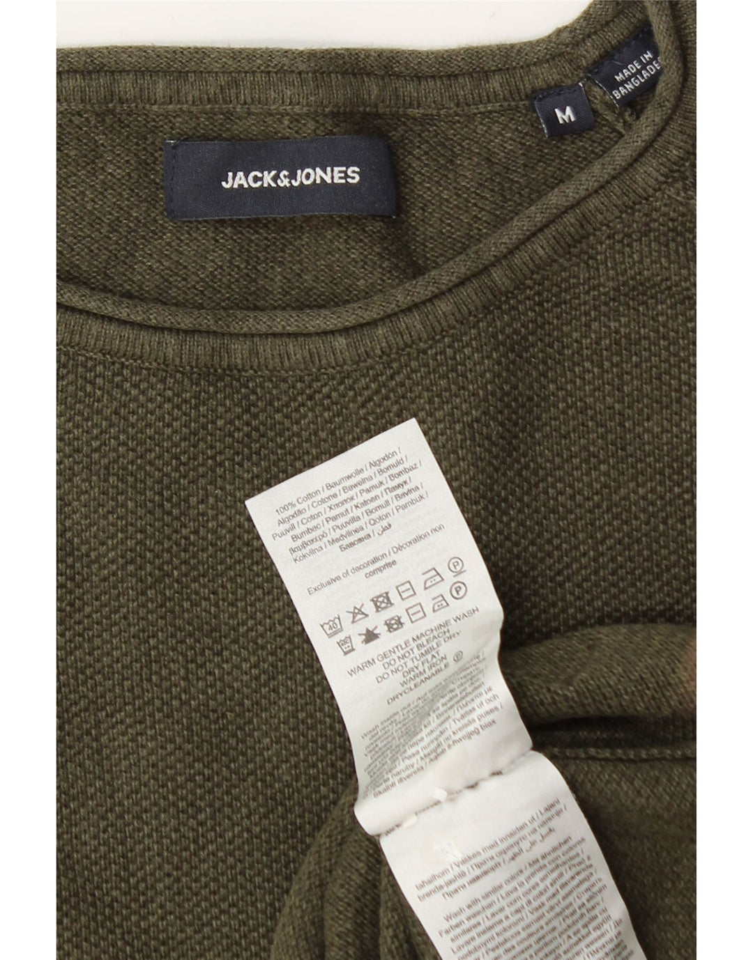 Męski sweter Jack & Jones z okrągłym dekoltem, średnio zielony, bawełniany