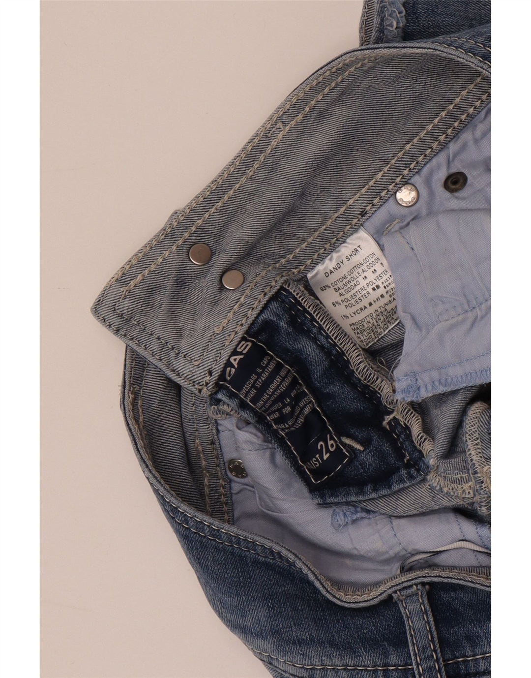 Damskie spodenki jeansowe GUESS W26 Small, niebieskie, bawełniane