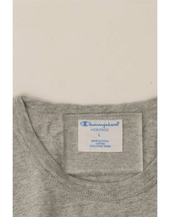 Męski T-shirt CHAMPION Heritage, duży, szary, z bawełny w plamki