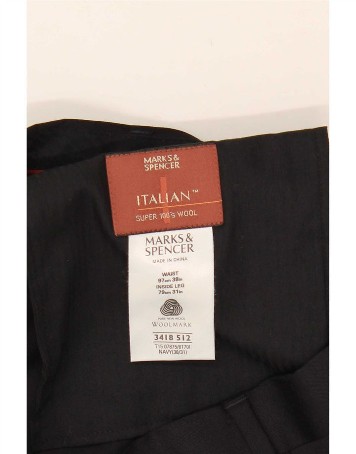 Marks & Spencer Męskie spodnie garniturowe W38 L31 Czarny poliester