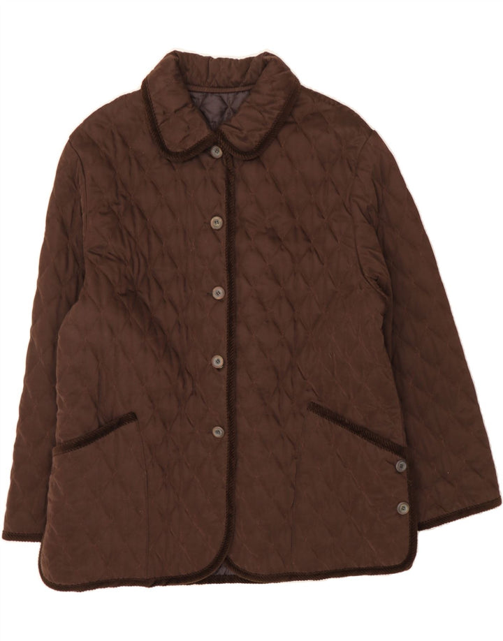 VINTAGE Womens Quilted Jacket UK 18 XL Brown Viscose Vintage Vintage and Second-Hand Vintage from Messina Hembry 