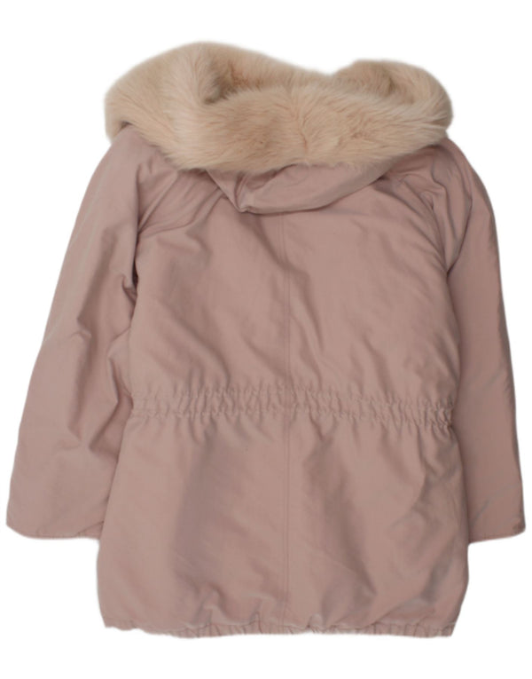 Damski płaszcz wiatrówka z kapturem w stylu vintage UK 26 3XL Różowy poliester
