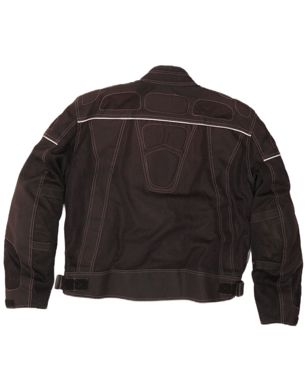 Vintage Mens Moto Racer Bomber Jacket UK 44 2XL Black Colourblock