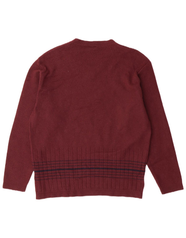 Sweter damski Trussardi Jeans z dekoltem w kształcie litery V, UK 16, duże bordowe paski