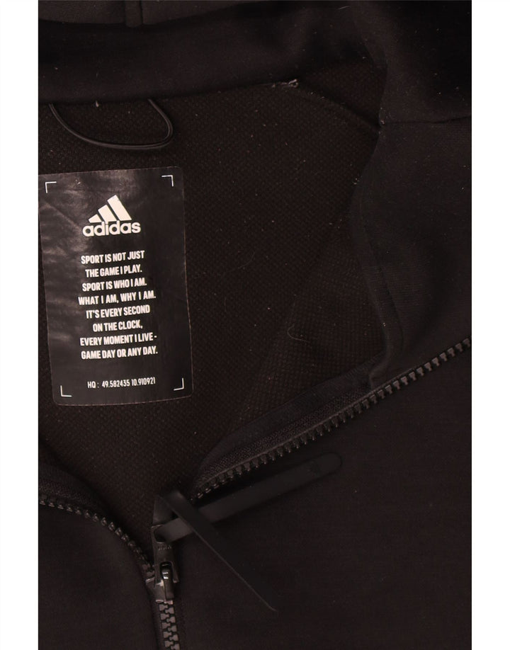 Adidas Męski sweter z kapturem i zamkiem błyskawicznym, duży, czarny poliester