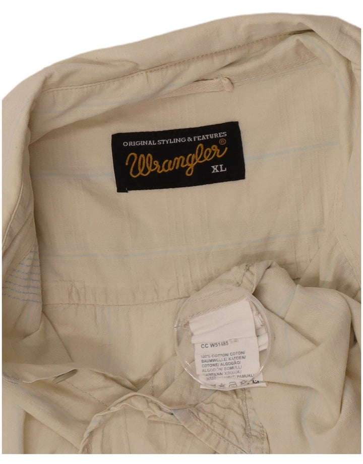 Koszula męska z krótkim rękawem Wrangler XL, beżowa, bawełniana