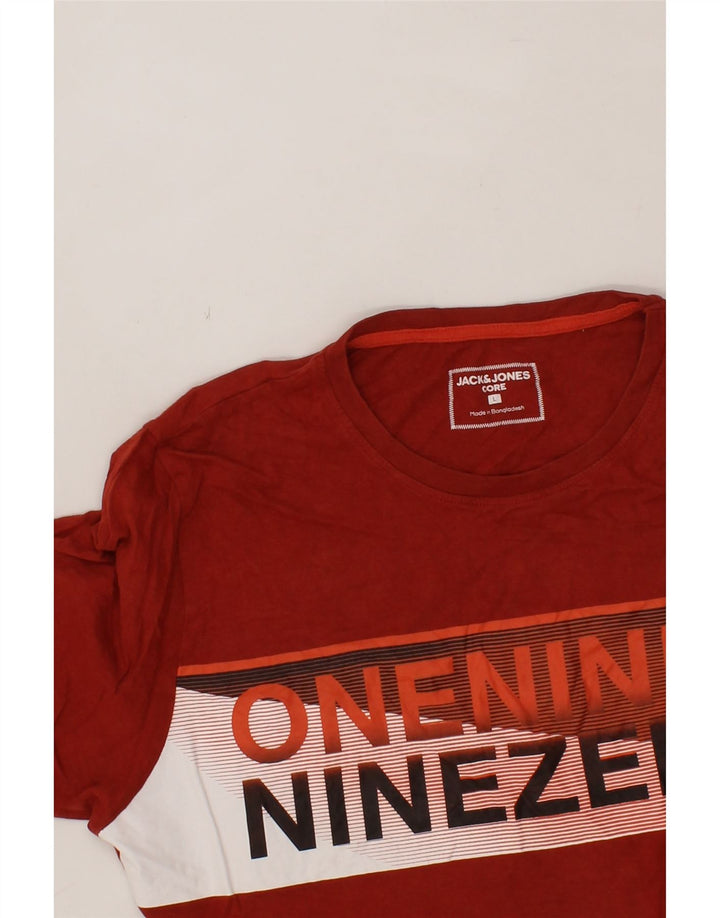 JACK & JONES Mens Graphic T-Shirt Top Large Red Vintage Jack & Jones and Second-Hand Jack & Jones from Messina Hembry 