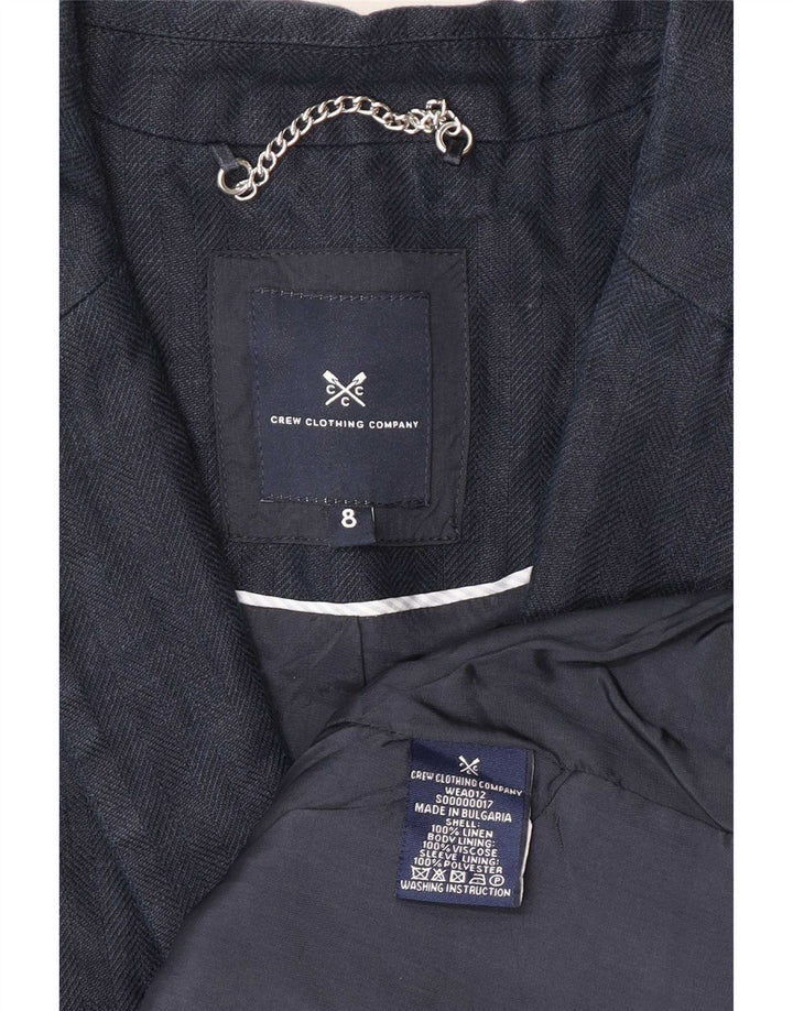 Crew Clothing Damska marynarka UK 8 Small Navy Blue Herringbone