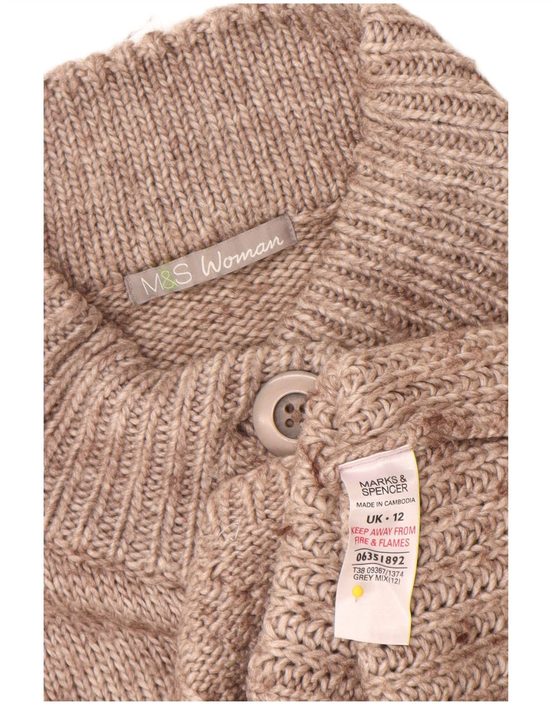 Marks & Spencer Damski sweter rozpinany UK 12 Średni szary, nakrapiany akryl