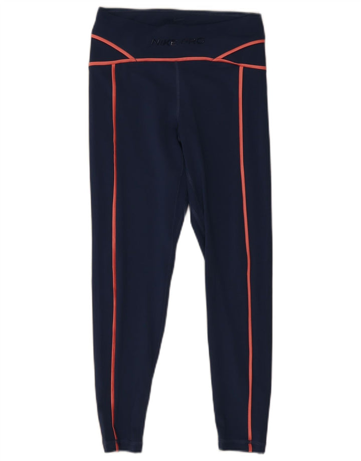 Damskie legginsy Nike Dri Fit Graphic UK 8, małe, granatowe, poliestrowe