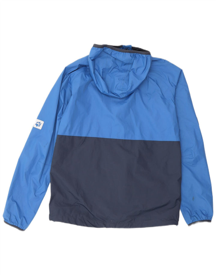 Chłopięca kurtka przeciwdeszczowa Jack Wolfskin 15-16 lat Niebieski poliamid z blokami kolorów