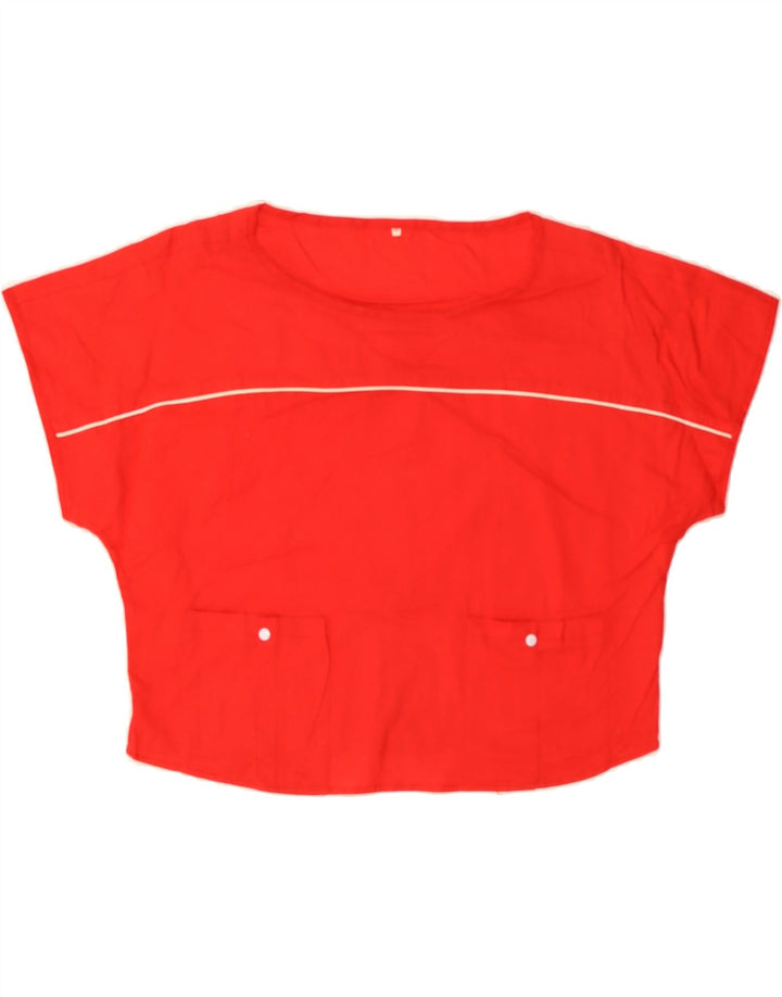 VINTAGE Womens Crop Blouse Top IT 42 Medium Red Vintage Vintage and Second-Hand Vintage from Messina Hembry 
