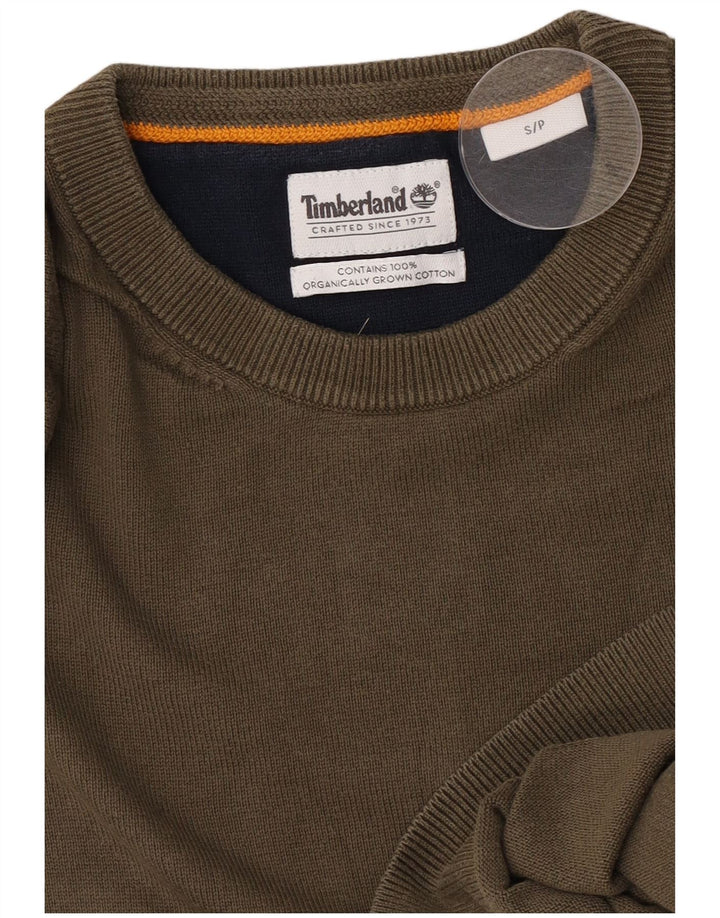 Męski sweter Timberland z okrągłym dekoltem, mały, bawełniany khaki