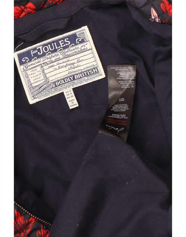 Damska pikowana kurtka Joules UK 8, mała, granatowa, w kwiaty, poliamid