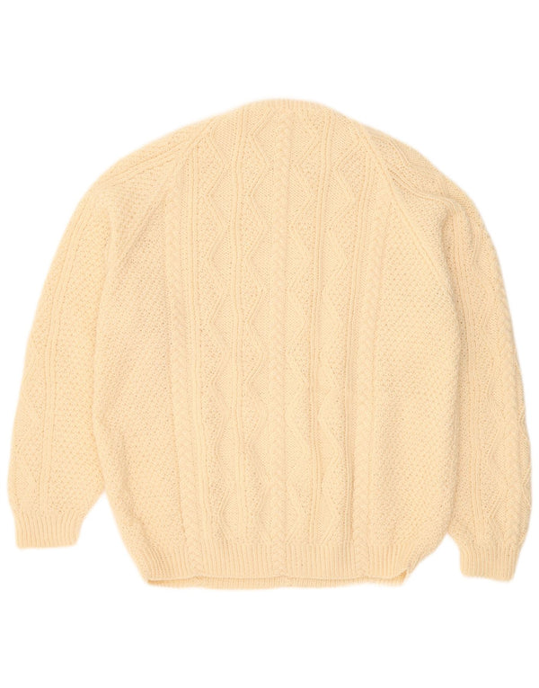 Vintage męski sweter z okrągłym dekoltem 2XL w kolorze beżowym