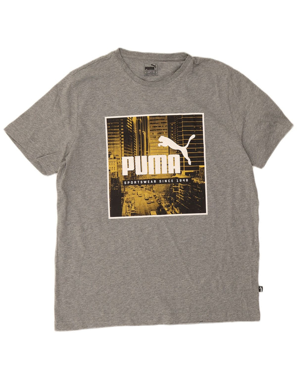 Męska koszulka z grafiką Puma XL, szara, nakrapiana bawełna
