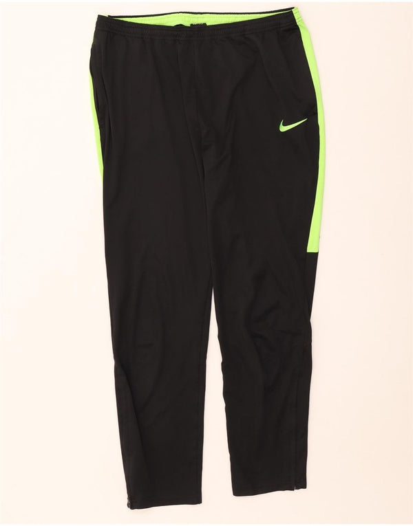 NIKE Mens Dri Fit Tracksuit Trousers Large Black Colourblock Polyester