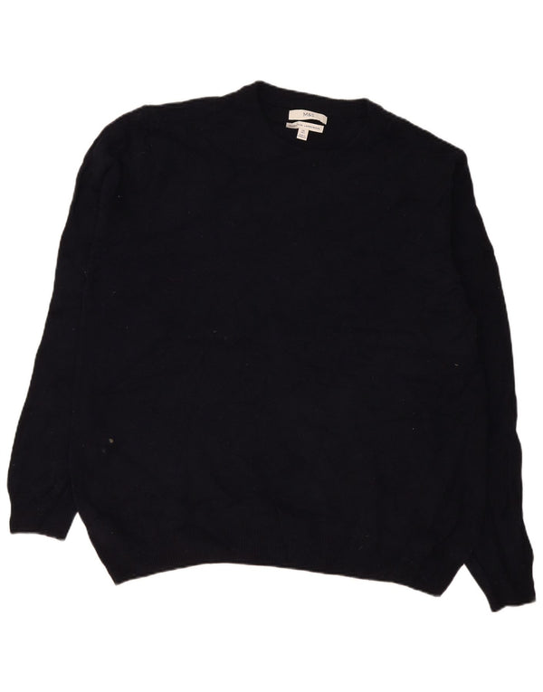 Marks & Spencer Męski sweter z okrągłym dekoltem 2XL Granatowy, z owczej wełny