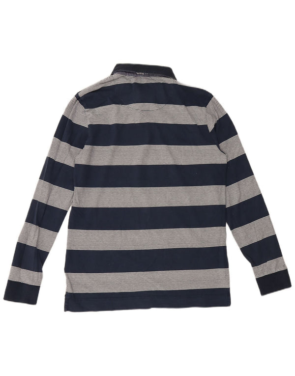 Crew Clothing Męska koszulka polo z długim rękawem, średnia, granatowa, bawełniana w paski