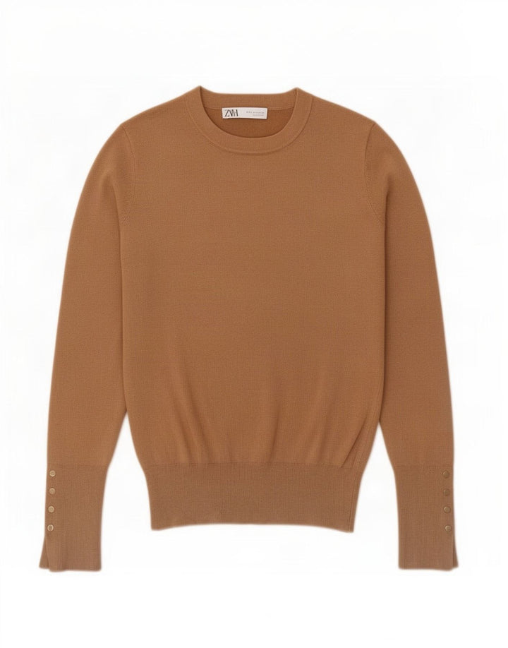 Sweter damski Zara o regularnym kroju UK 8, mały, brązowy