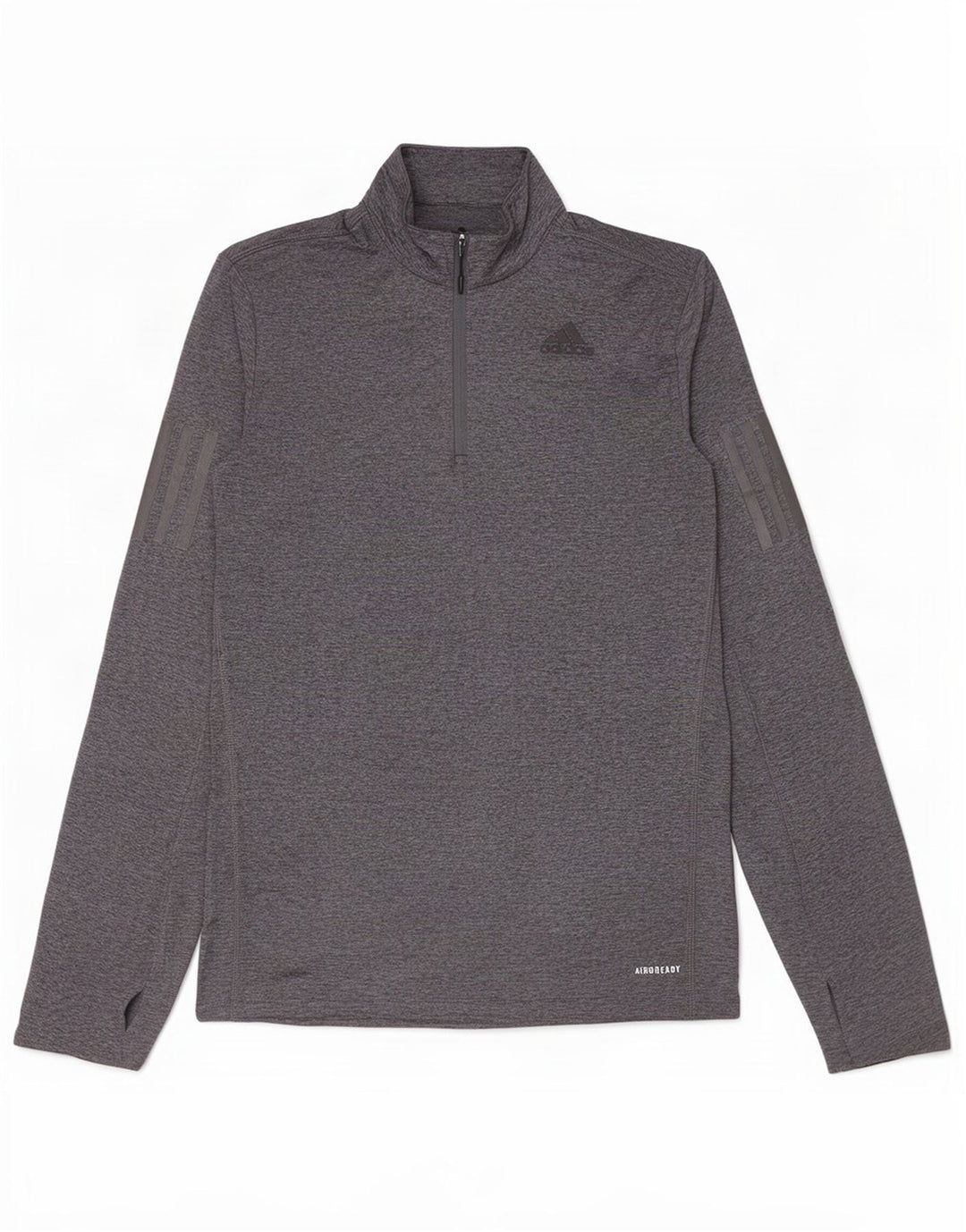 Adidas Męskie Aeroready Zip Neck Top z długim rękawem, mały, szary, nakrapiany poliester