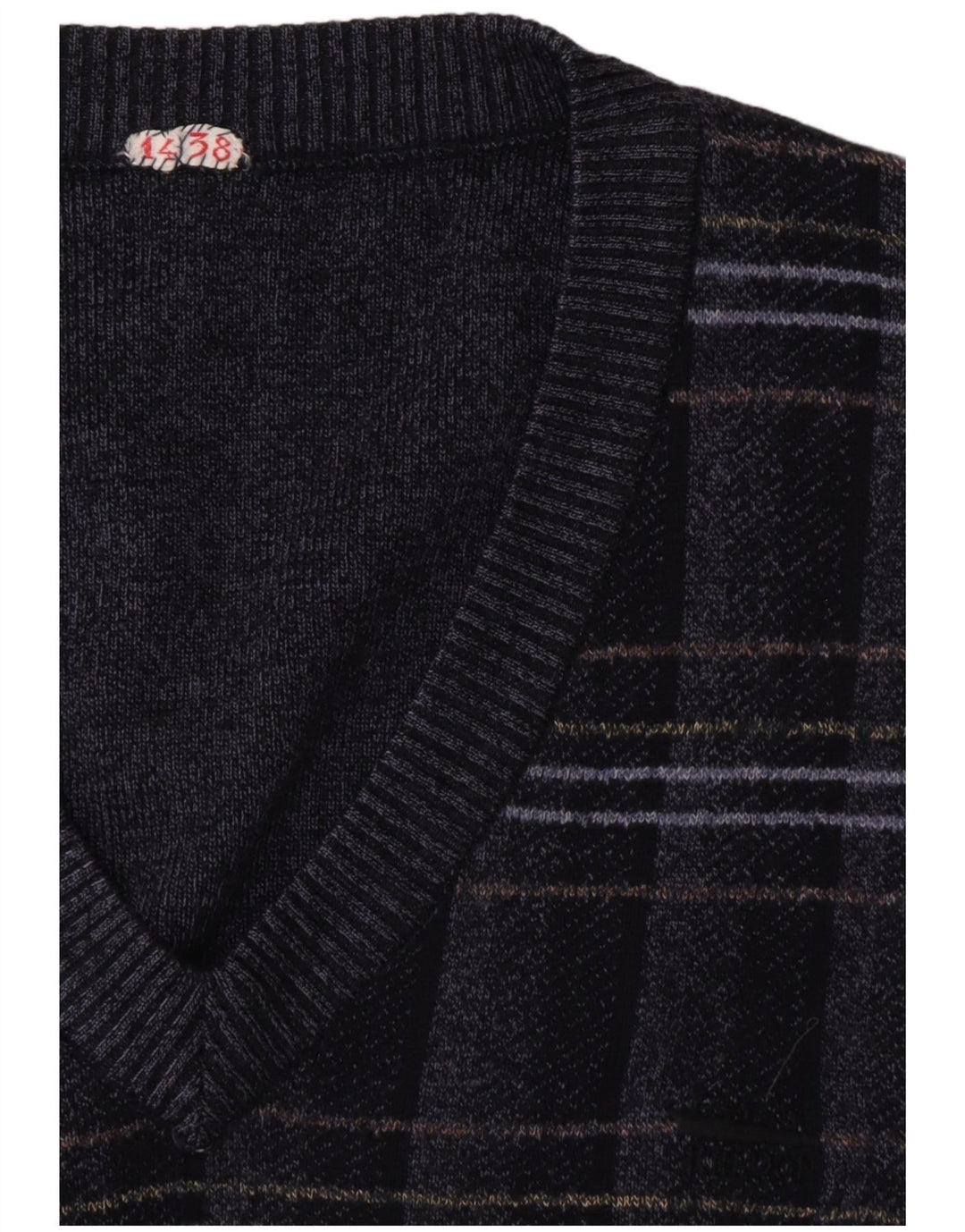 Męski podkoszulek VINTAGE z kamizelką, duży, granatowy, geometryczny