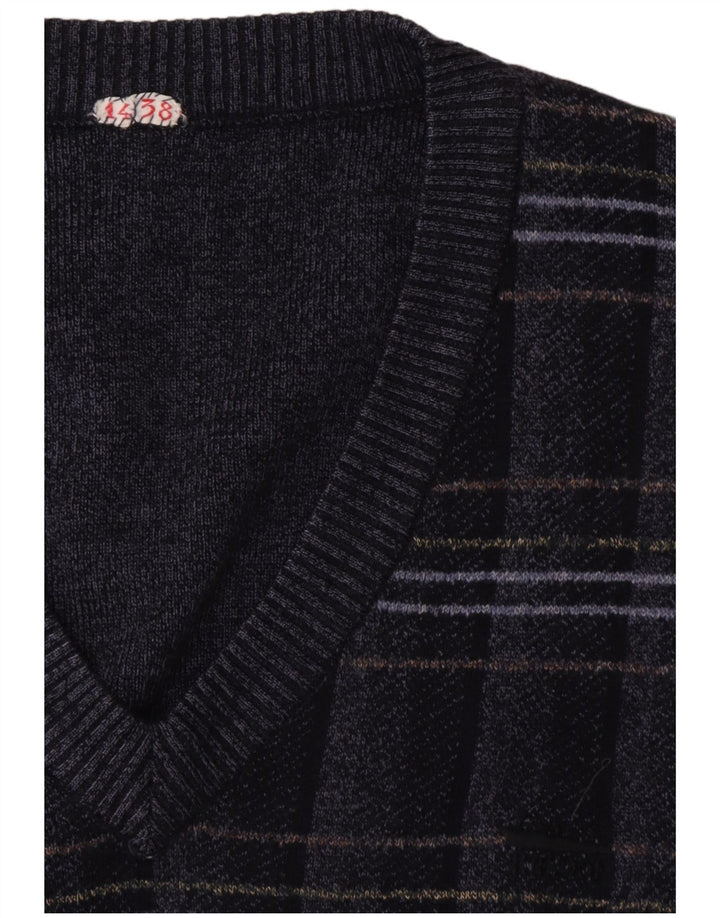 Męski podkoszulek VINTAGE z kamizelką, duży, granatowy, geometryczny