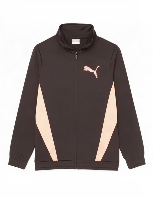 Puma Boys Graphic Tracksuit Top Jacket 9-10 Years Black Colourblock