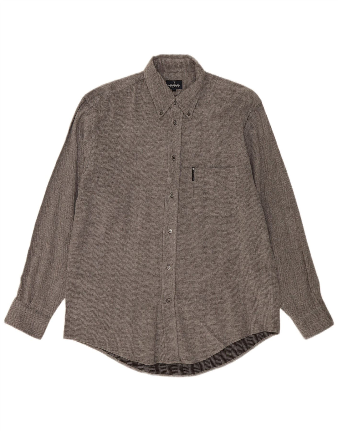 Koszula flanelowa męska Trussardi Jeans XL, szara wiskoza w jodełkę
