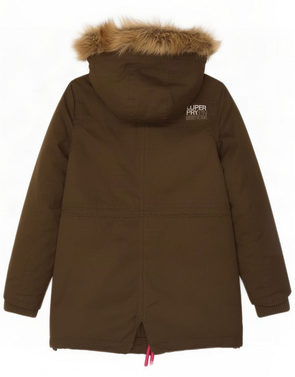Superdry damska kurtka parka z kapturem UK 14 Medium Khaki poliester