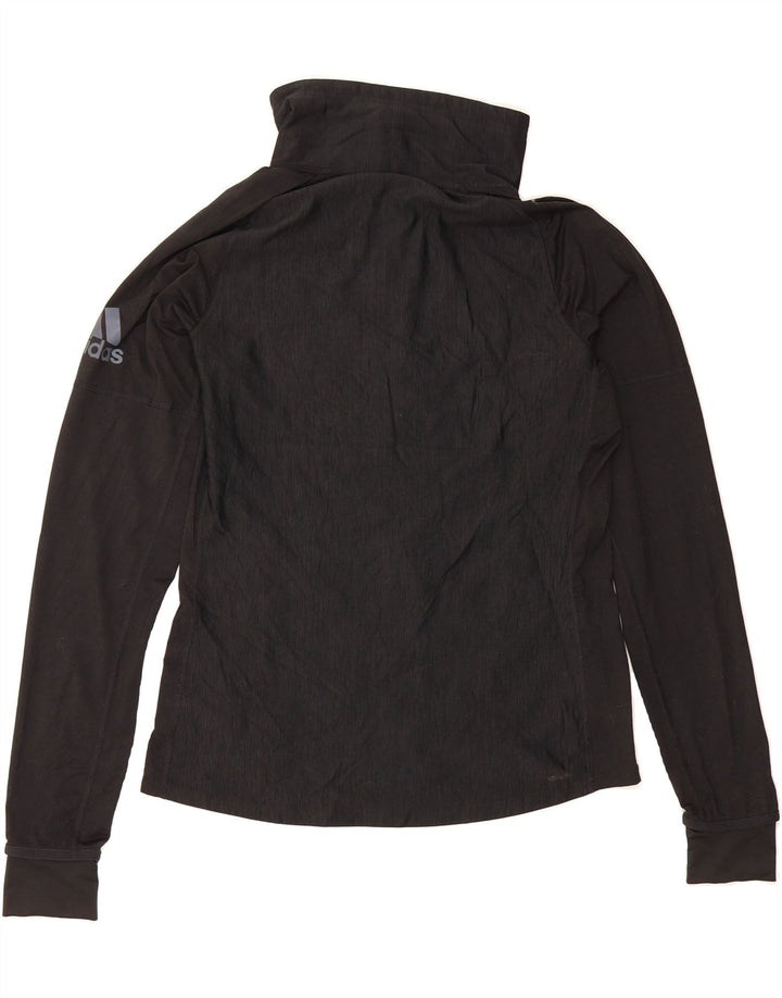 ADIDAS Womens Zip Neck Pullover Tracksuit Top UK 12/14 Medium Black Vintage Adidas and Second-Hand Adidas from Messina Hembry 