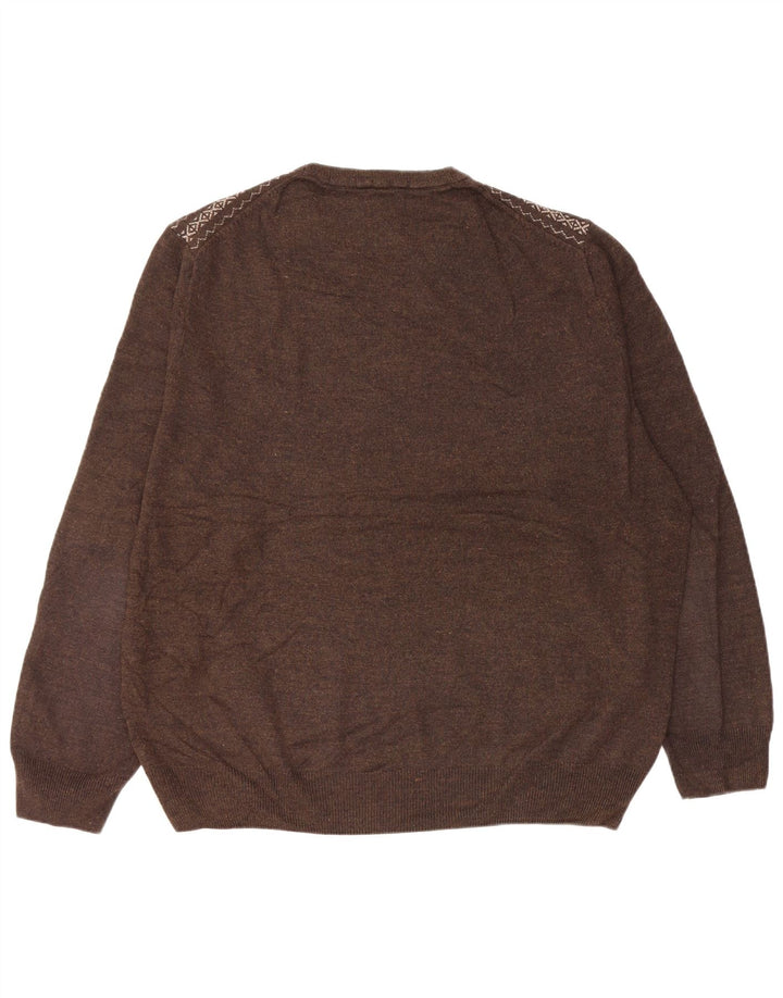 Męski sweter z okrągłym dekoltem Dockers XL, brązowy, akryl Fair Isle