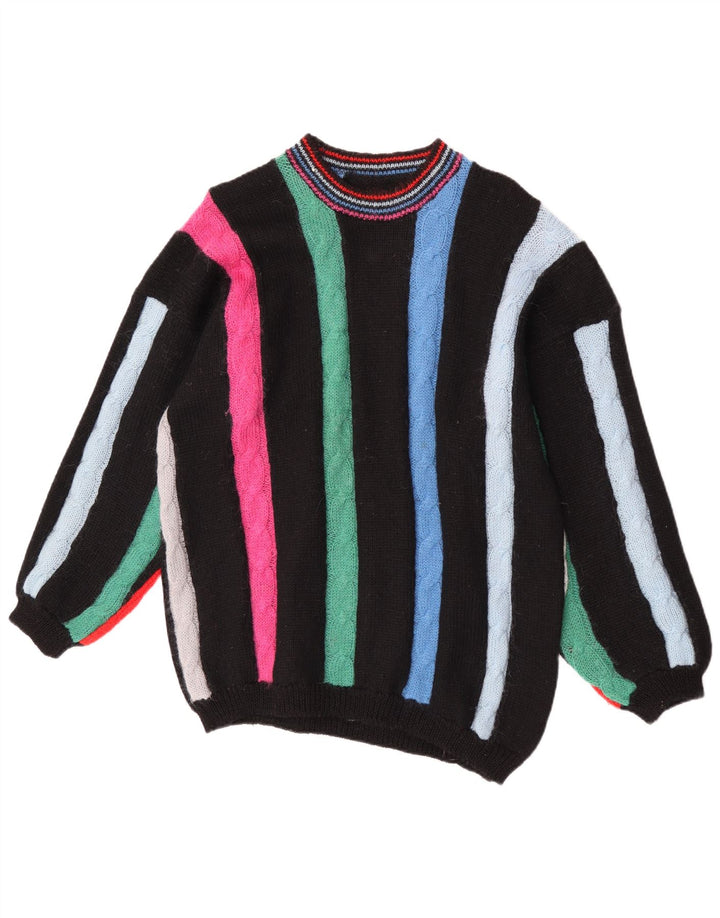 Sweter damski w stylu vintage z okrągłym dekoltem UK 16, duży, wielokolorowy