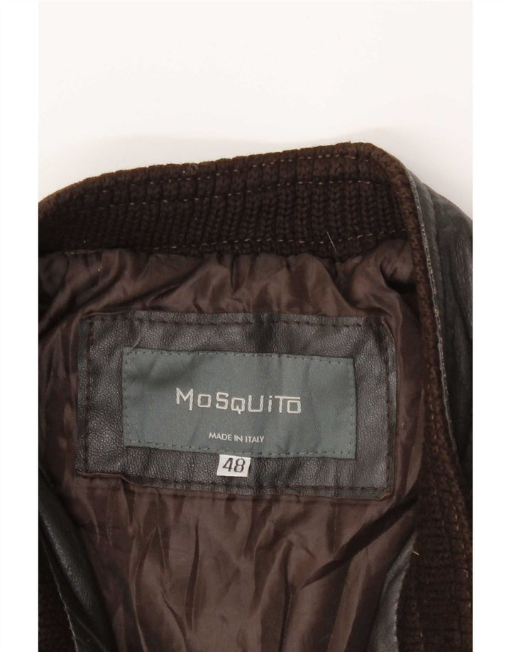 Vintage męska kurtka skórzana bomber IT 48 średni brąz