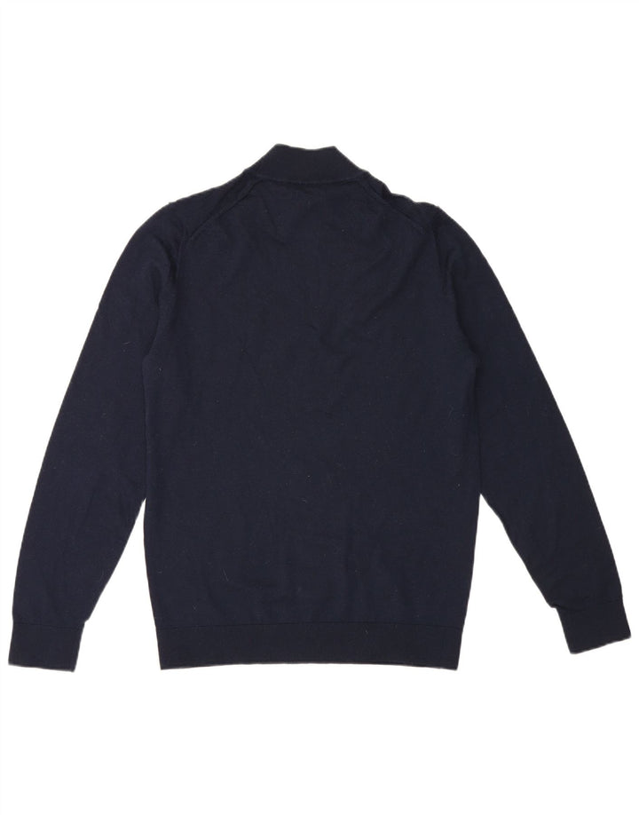 Męski sweter z golfem Massimo Dutti, duży, granatowy, z wełny merynosów