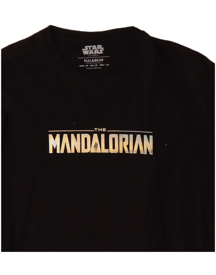 Męski T-shirt z grafiką Pull & Bear, średni czarny, bawełniany