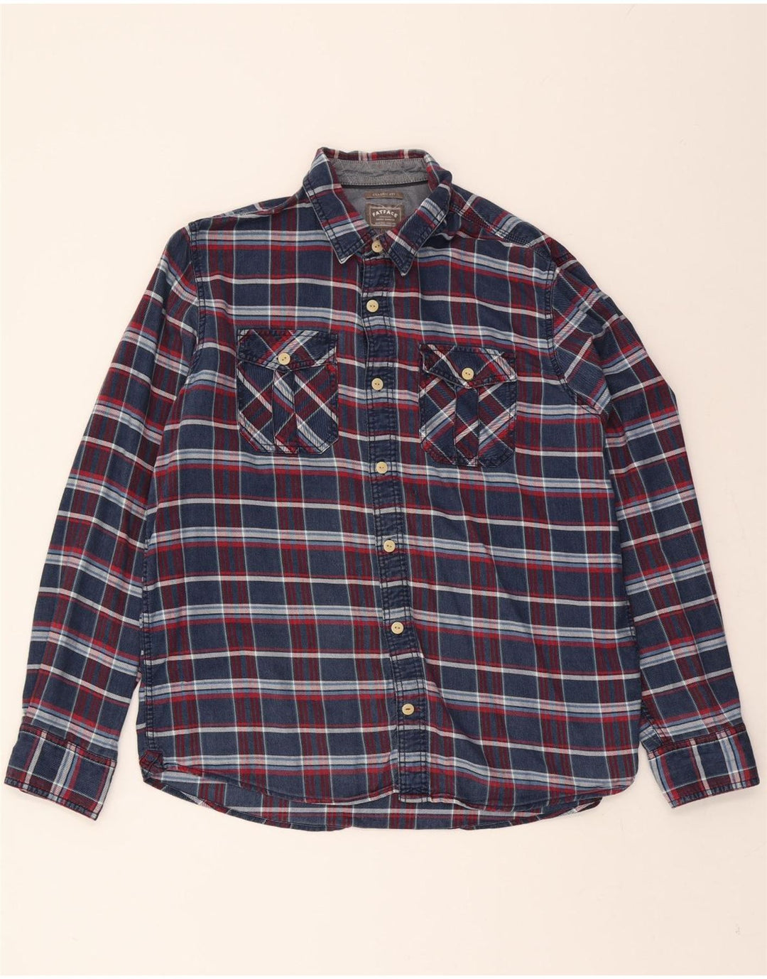 FAT FACE Mens Classic Fit Shirt Large Navy Blue Check Cotton Vintage Fat Face and Second-Hand Fat Face from Messina Hembry 