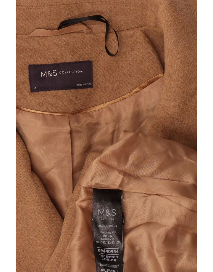 Marks & Spencer Damski płaszcz oversize w kolorze grochu UK 14, duży, beżowy, wełniany