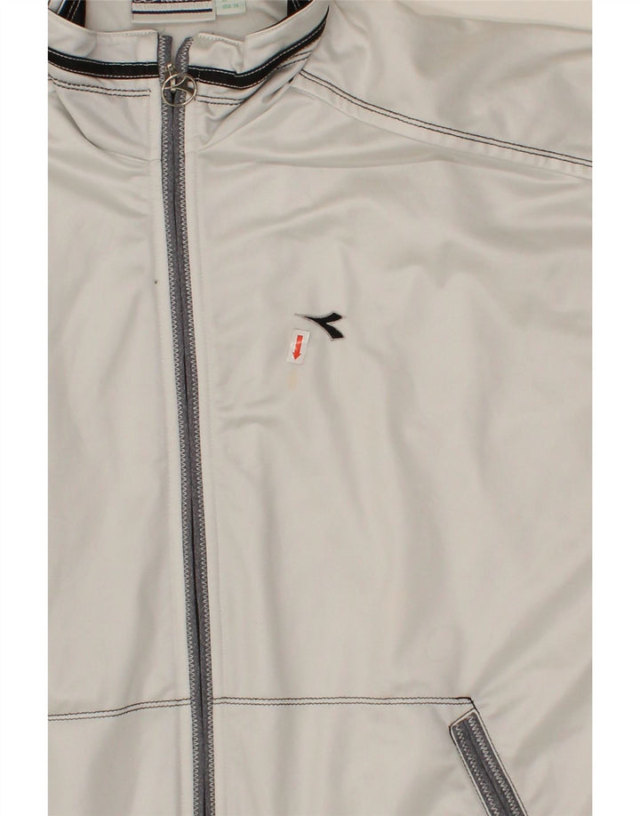 DIADORA Womens Windbreaker Jacket UK 16 Large Grey Colourblock Polyester Vintage Diadora and Second-Hand Diadora from Messina Hembry 