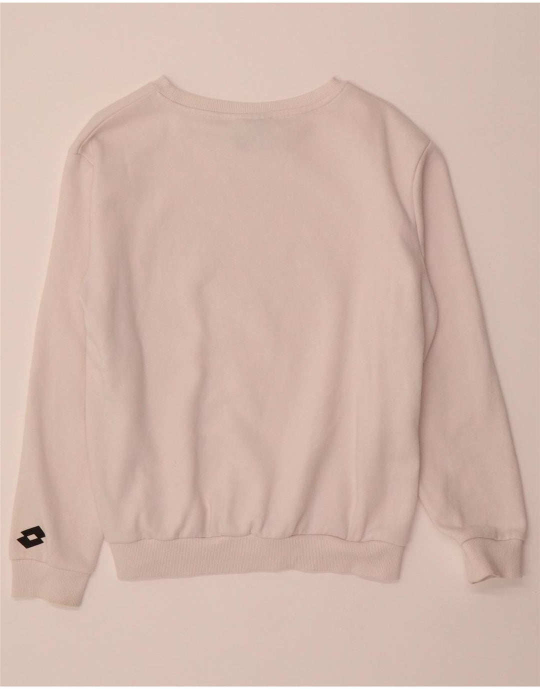 LOTTO Womens Graphic Sweatshirt Jumper UK 14 Medium White Cotton Vintage Lotto and Second-Hand Lotto from Messina Hembry 