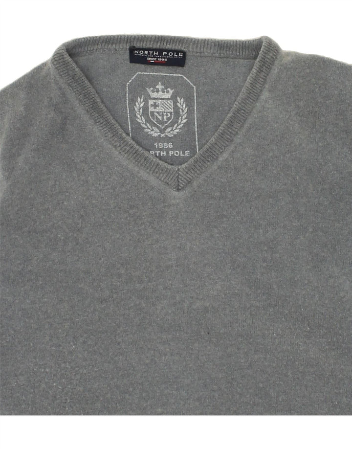 NORTH POLE Womens V-Neck Jumper Sweater XL Grey Vintage North Pole and Second-Hand North Pole from Messina Hembry 