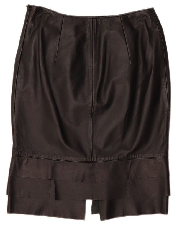 ROBERTA SCARPA Damska spódnica z wysokim stanem US 6 Medium W26 Czarna skóra