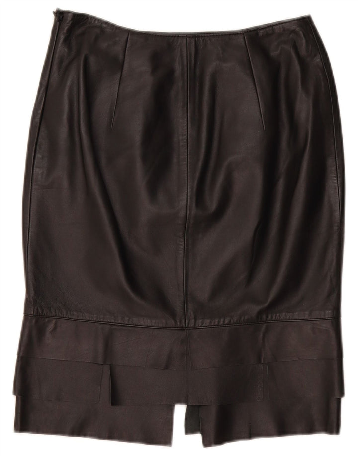 ROBERTA SCARPA Damska spódnica z wysokim stanem US 6 Medium W26 Czarna skóra