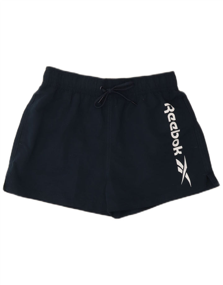 Męskie stroje kąpielowe Reebok z grafiką, mały, granatowy, poliester