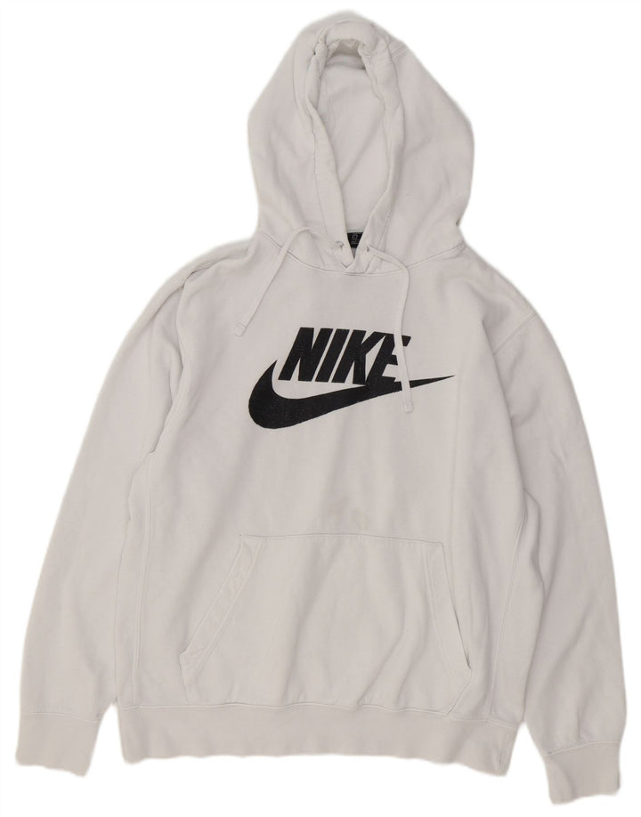 Męski sweter z kapturem Nike z grafiką, duży, biały, bawełniany